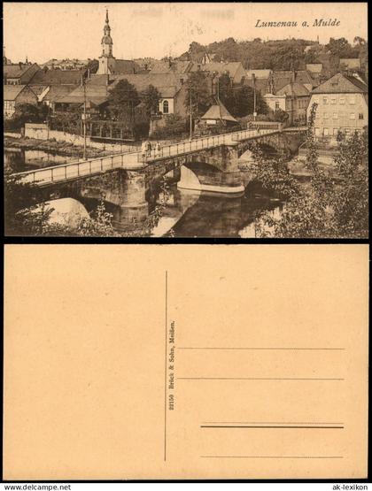 Ansichtskarte Lunzenau Stadtpartie Brücke 1923