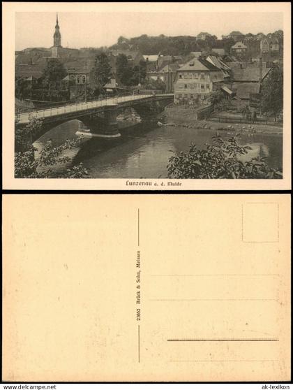 Ansichtskarte Lunzenau Stadtpartie Brücke 1926