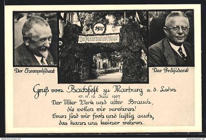 AK Marburg, Bachfest 1937, Porträts des Präsidenten und des Ehrenpräsidenten