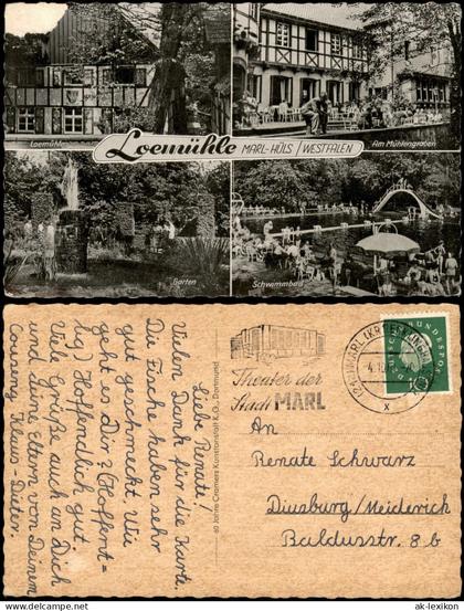 Marl (Westfalen) MB Loemühle bei MARL-HÜLS WESTFALEN, Schwimmbad uvm. 1961