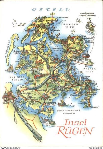 Bergen Ruegen Landkarte Insel Ruegen