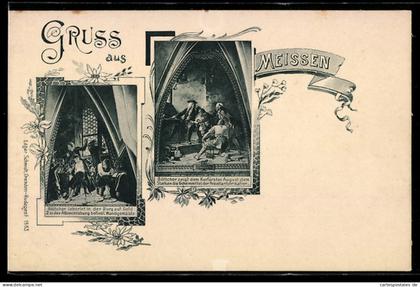 AK Meissen, Historische Szenen in der Albrechtsburg