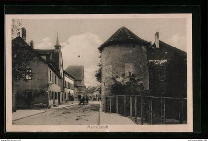 AK Mellrichstadt, Strassenpartie mit Turm