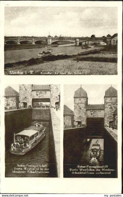 Minden Westfalen Minden i. W. Bruecke Schleuse Schiff