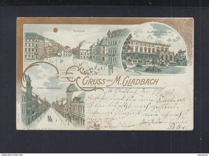 Litho Mönchengladbach 3 Ansichten 1902 nach Elberfeld gelaufen