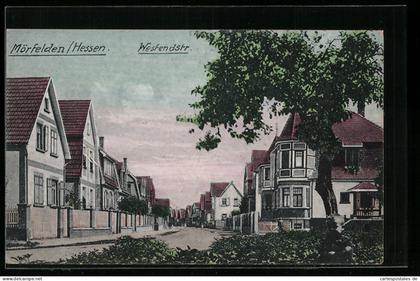 AK Mörfelden-Walldorf, Sicht in die Westendstrasse mit Wohnhäusern