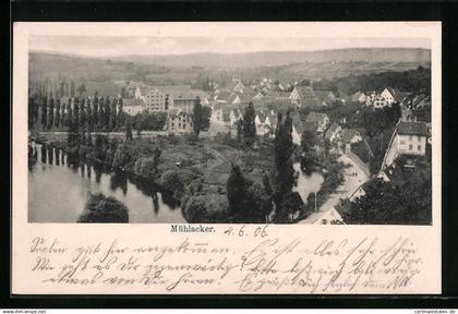 AK Mühlacker, Panorama mit Gebirge