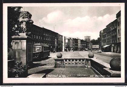 AK Mühldorf a. Inn, Strassenpartie mit Münchner-Tor