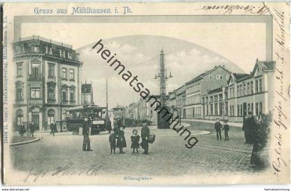 Mühlhausen i. Th. - Kiliansgraben - Strassenbahn - rückseitig Werbung