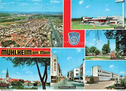 Muehlheim  Main Offenbach Hessen Fliegeraufnahme Buergerhaus Mainpartie Offenbac
