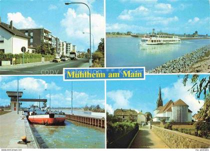 Muehlheim  Main Offenbach Hessen Urnenstrasse Fahrgastschiff Schleuse Kirche