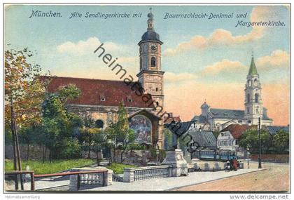 München - Alte Sendlingerkirche mit Bauernschlacht-Denkmal und Margaretenkirche - Verlag Ottmar Zieher München