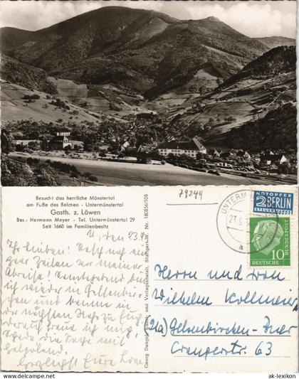 Münstertal/Schwarzwald  Untermünstertal 1954   gel Stempel Untermünstertal