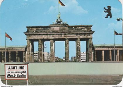 AK Berlin Grenze Berliner Mauer Wall Brandenburger Tor Achtung Sie verlassen jetzt West Sektor Unter den Linden SBZ