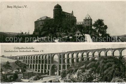 Mylau Burg Mylau Goeltzschtalbruecke Eisenbahnlinie