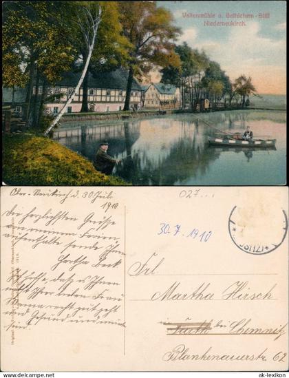 Niederneukirch-Neukirch (Lausitz) Oberneukirch  Valtenmühle, Angler 1910