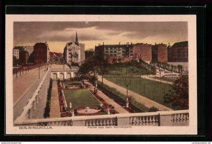 AK Berlin-Neukölln, Abendstimmung am Körnerpark