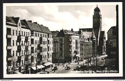 AK Berlin-Neukölln, Karl-Marx-Strasse mit Rathaus Neukölln