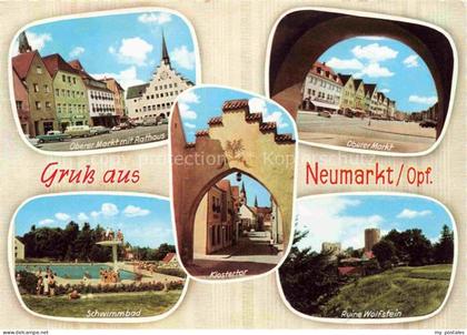 Neumarkt Oberpfalz Baxern Oberer-Markt Rathaus Klostertor Schwimmbad Ruine-Wolfs