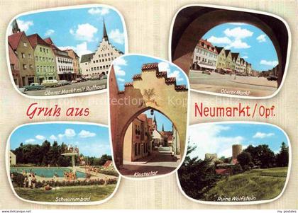 NEUMARKT  Oberpfalz Bayern Oberer Markt Rathaus Freibad Klostertor Ruine Wolfste
