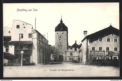 AK Neuötting am Inn, Vorstadt mit Burghausertor