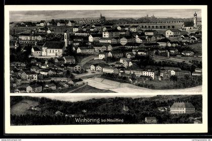 AK Winhöring bei Neuötting, Ortsansicht aus der Vogelschau