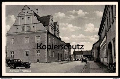 ALTE POSTKARTE NIEMEGK RATHAUS KREISSPARKASSE AUTO FIAT 518 KREIS ZAUDI-BELZIG Brandenburg Ansichtskarte AK cpa postcard