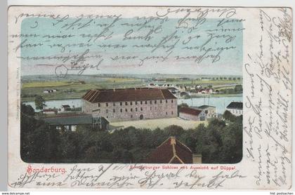 (74457) AK Sonderburg, Sønderborg, Schloss mit Aussicht auf Düppel, 1904