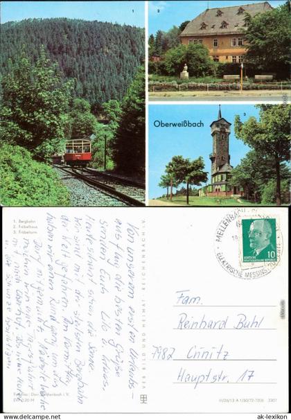 Ansichtskarte Cranzahl-Sehmatal Fichtelbergbahn, Fröbelhaus, Fröbelturm 1972