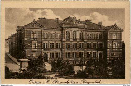Oelsnitz i. V. , , Bismarckplatz und Bürgerschule