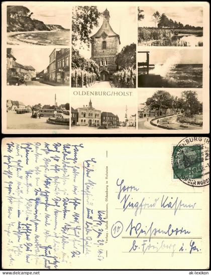 Ansichtskarte Oldenburg Straßen, Plätze, Strand Umland Mehrbild 1954