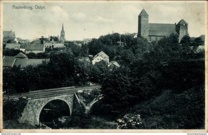 CPA Kętrzyn Rastenburg Ostpreußen, Kirche, Brücke