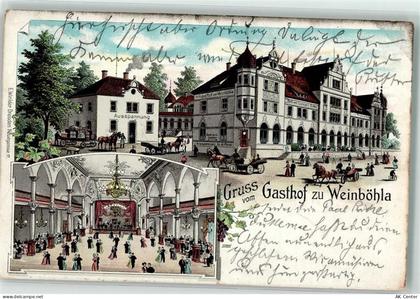 01689 O8256 Weinböhla 1904 Lithographie Gasthaus Kutsche Bahnpost Leipzi... - 13626409