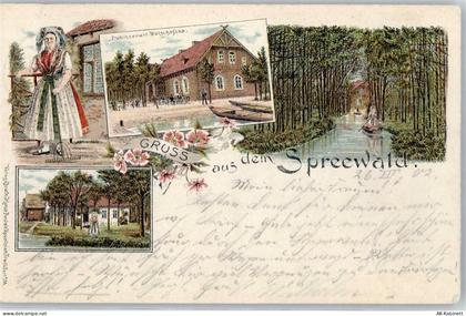 03222 O7543 Lübbenau Lithographie 1902 Wasserparthie Gasthaus Wotschofsk... - 51534915