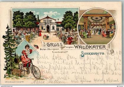 04435 O7144 Schkeuditz 1900 Lithographie Gasthaus Waldkater Alfred Schmi... - 13638955