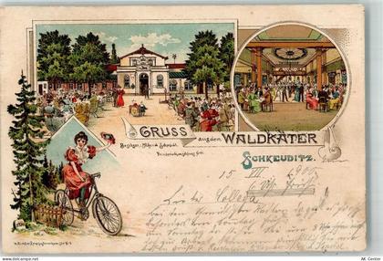 04435 O7144 Schkeuditz 1900 Lithographie Gasthaus Waldkater Alfred Schmi... - 13638956