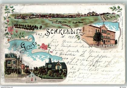 04435 O7144 Schkeuditz 1903 Lithographie Schulen Bahnhofstraße - 13610795