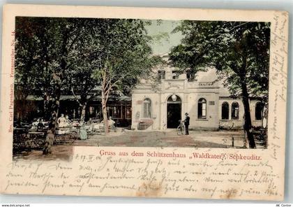 04435 O7144 Schkeuditz 1904 Foto AK Schützenhaus "Waldkater" Garten - 13533620