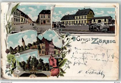 06780 O4415 Zörbig 1898 Lithographie Kurzestraße Bahnhof Eisenbahn Schlo... - 13613827