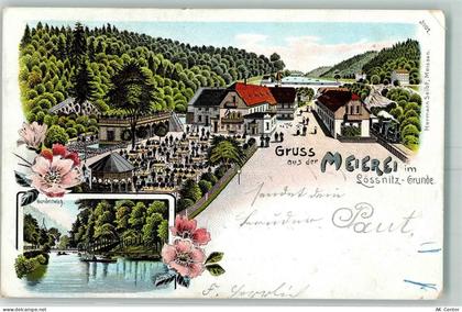 08294 O9407 Lößnitz 1899 Lithographie Meierei im Lössnitz-Grunde Gondelt... - 13431862