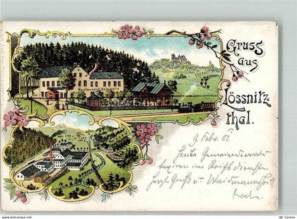 08294 O9407 Lößnitz 1901 Lithographie Gasthaus Haltestelle Garten - 13630319