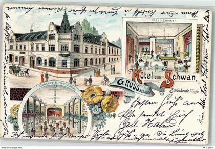 08304 O9413 Schönheide , Erzgeb 1904 Lithographie Hotel zum Schwan Gastr... - 13630676