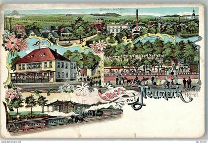 08496 O9801 Neumark , Sachs Lithographie Bahnhof Bahnhofhotel Garten - 13653011