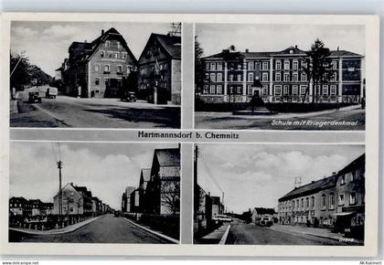 09232 O9116 Hartmannsdorf b Chemnitz, Sachs - Schule Kriegerdenkmal Auto... - 51597107