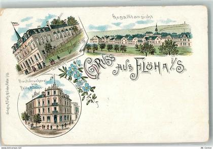 09557 O9380 Flöha Lithographie Vorläufer Gasthaus Buchdruckerei Peitz & ... - 13640484