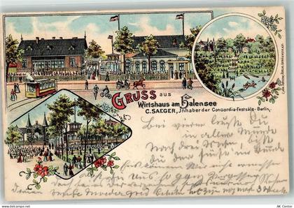 10115 W1000 Halensee 1896 Lithographie Gasthaus Am Halensee C. Saeger St... - 13635579