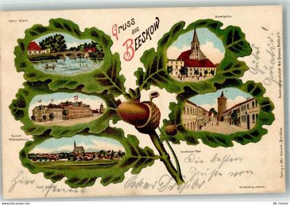 15848 O1230 Beeskow 1900 Lithographie Kaiser Wilhelmstraße Spree Brücke ... - 13635647