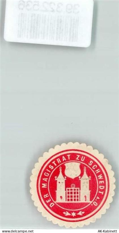 16303 O1330 Schwedt Siegelmarke Magistrat Türme Wappen Rot Weiß - 39322536