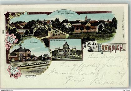 16766 O1423 Kremmen 1901 Lithographie Bahnhof Berlinerstraße Schloß Somm... - 13637822