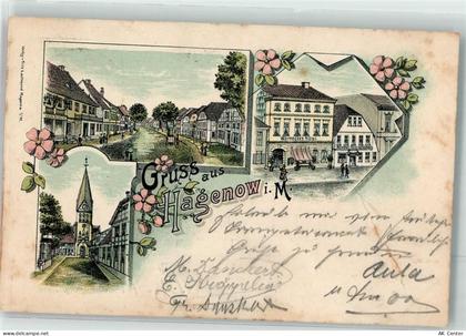 19230 O2820 Hagenow 1901 Gebrauchsspuren Hotel Warnecke Stadttor Lithogr... - 13624267